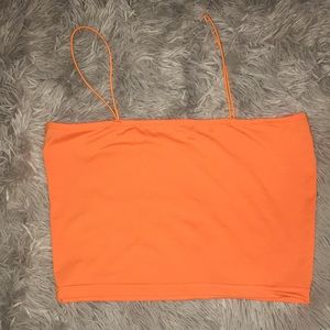 Orange Spaghetti Strapped Crop Top